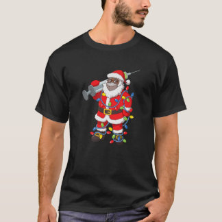 Vaccinated African American Santa Claus Funny Chri T-Shirt