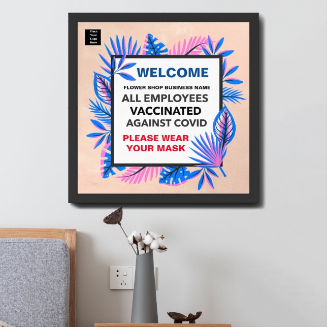  Vaccinated All Employees Business Welcome Framed Art (Bedside)