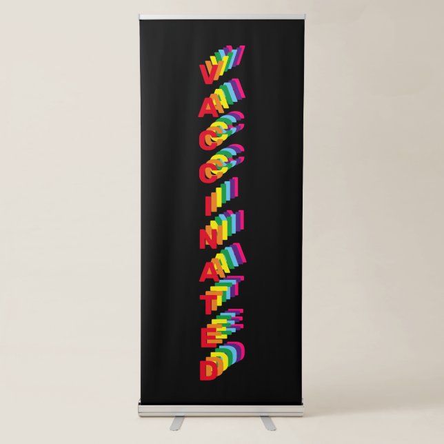 Vaccinated black rainbow pride custom text modern retractable banner (Front)