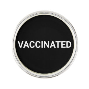 Vaccinated, black white customizable lapel pin