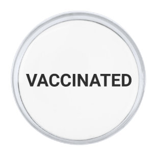 Vaccinated, black white customizable lapel pin