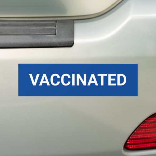 Vaccinated blue and white customizable bumper sticker