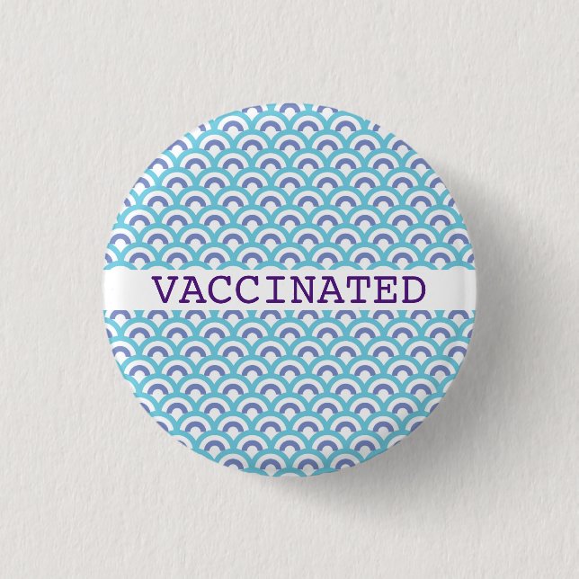VACCINATED blue clouds printed Button (Front)