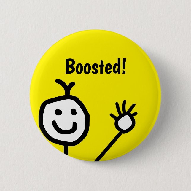 Vaccinated Booster Cute Happy Face Button (Front)