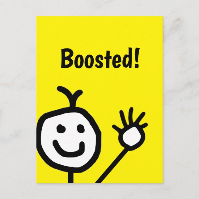 Vaccinated Booster Cute Happy Face Postcard (Front)