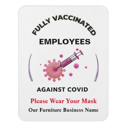 Vaccinated Business Employees Against Covid Door Sign