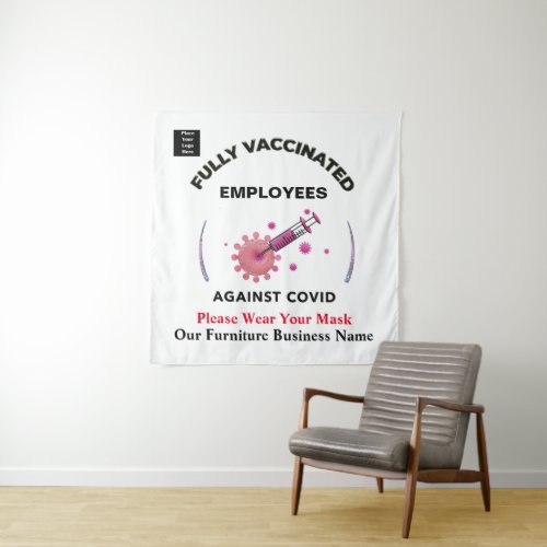 Vaccinated Business Employees Against Covid Logo Tapestry