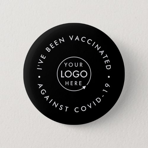 Vaccinated Business Logo  Staff Covid_19 Black Button