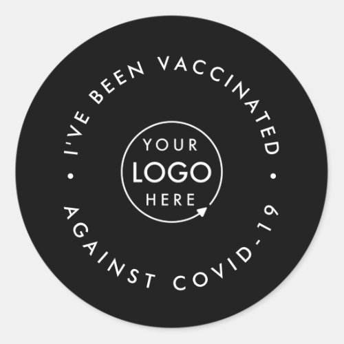 Vaccinated Business Logo  Staff Covid_19 Black Classic Round Sticker