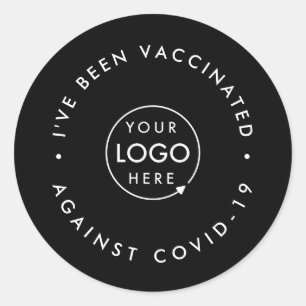 Vaccinated Business Logo   Staff Covid-19 Black Classic Round Sticker