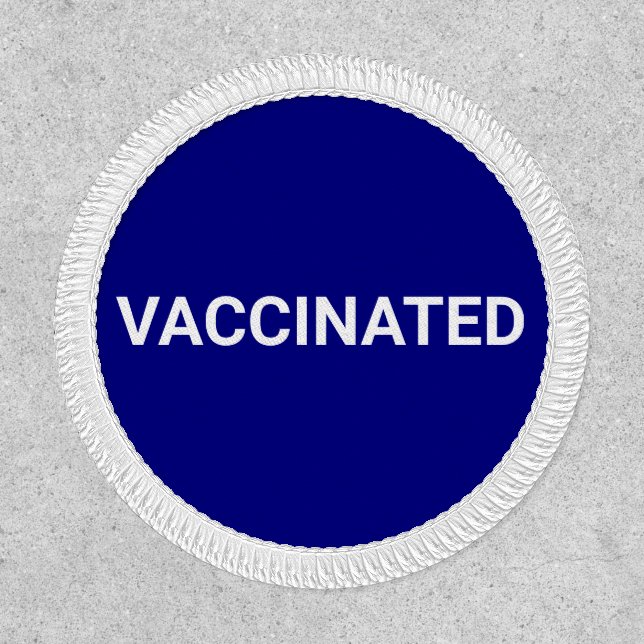 Vaccinated, cobalt blue simple customizable patch (Front)