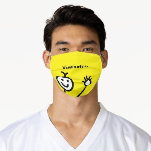 Vaccinated Cute Happy Face Adult Cloth Face Mask