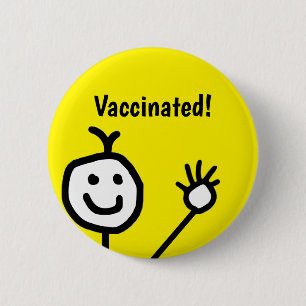 Vaccinated Cute Happy Face Button