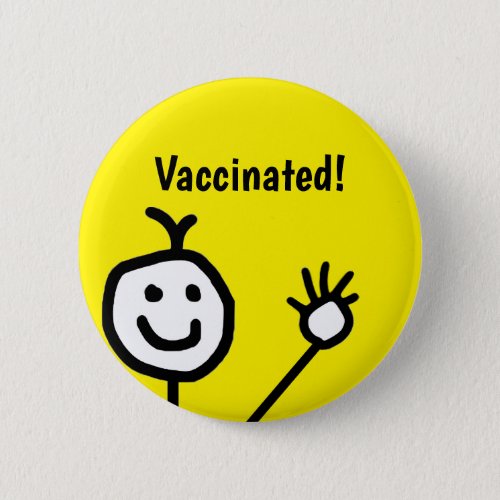 Vaccinated Cute Happy Face Button