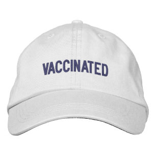 Vaccinated, dark purple violet white embroidered baseball cap