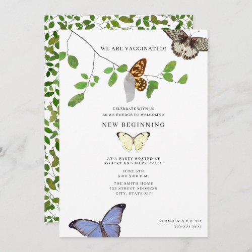 Vaccinated End of Quarantine Reunion Butterflies Invitation