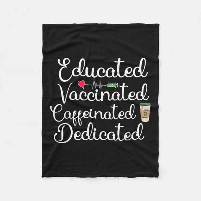 Vaccinated Funny Humor Graphic Joke Quote Nurse Co Fleece Blanket (Front)