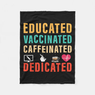 Vaccinated Funny Humor Vintage Graphic Quote Nurse Fleece Blanket