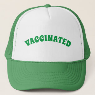 Vaccinated green and white trucker hat