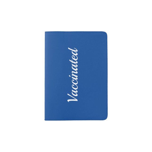 Vaccinated in blue passport holder (Front)