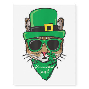 Vaccinated Irish Funny St. Patricks Day Cat Quaran Temporary Tattoos