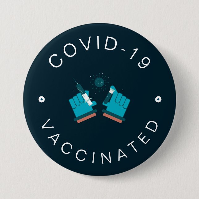 Vaccinated Modern Health Care Motivational Teal   Button (Front)