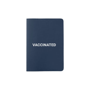 Vaccinated, navy blue white custom elegant passport holder