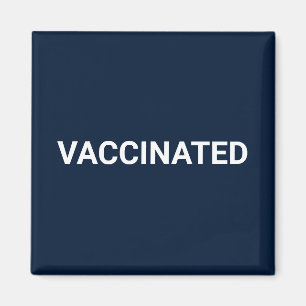 Vaccinated, navy blue white customizable magnet