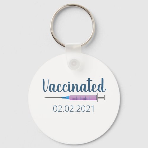 Vaccinated Needle Date Keychain