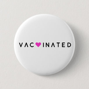 Vaccinated Pink Heart Modern Covid-19 Button