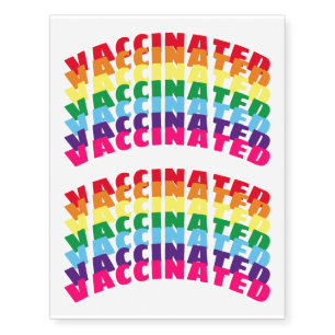 Vaccinated pride curved rainbow temporary tattoos