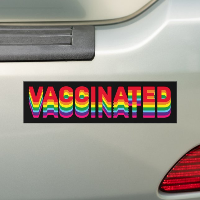 Vaccinated pride lgbt gay queer rainbow black bumper sticker (On Car)