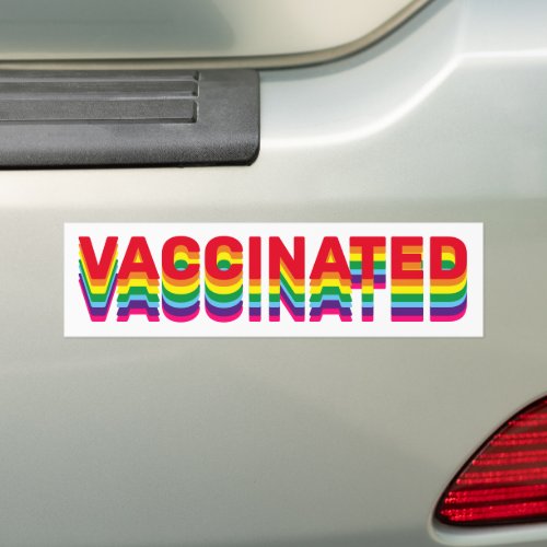 Vaccinated pride lgbt gay queer rainbow retro bumper sticker
