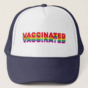 Vaccinated pride lgbt gay queer rainbow retro trucker hat