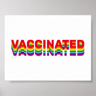 Vaccinated pride lgbt gay rainbow retro colors poster