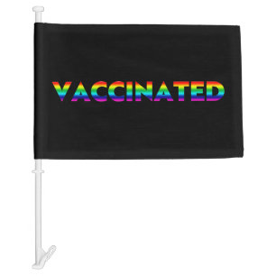 Vaccinated pride lgbt lgbtq gay rainbow black car flag