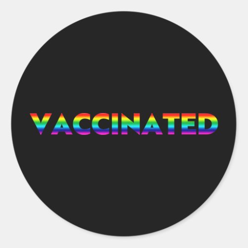 Vaccinated pride lgbt lgbtq gay rainbow black classic round sticker