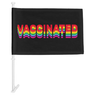 Vaccinated pride lgbt rainbow retro colors black car flag