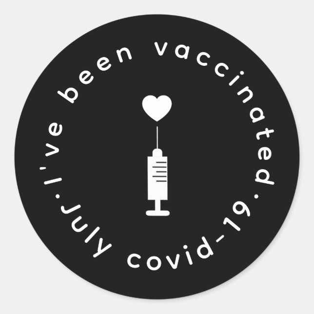 Vaccinated Pride Modern Heart Design Classic Round Sticker (Front)