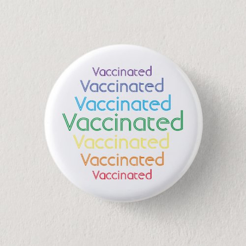 Vaccinated rainbow color on white Button