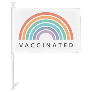 Vaccinated Rainbow   Covid-19 Coronavirus Vaccine Car Flag