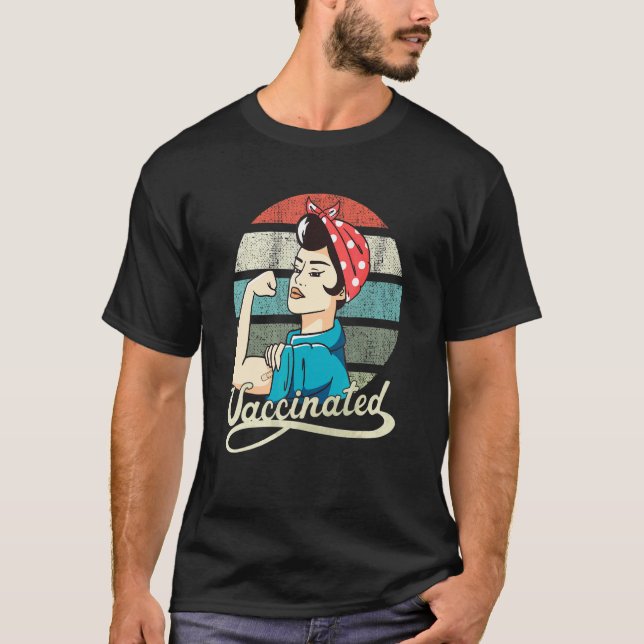 Vaccinated Retro Sunset Strong Women T-Shirt (Front)