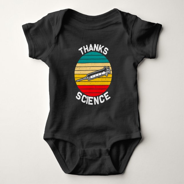 Vaccinated Retro Syringe Science Vaccine Vintage Baby Bodysuit (Front)