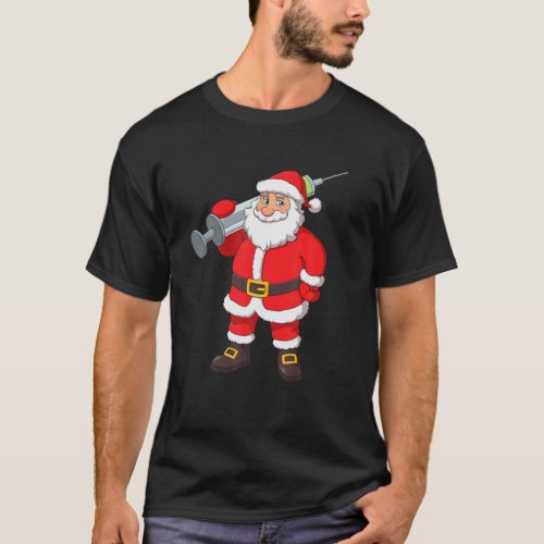 Vaccinated Santa Claus Funny Christmas 2021 T_Shirt