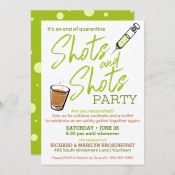 Vaccinated | Shots | End Of Quarantine Party Invitation by keyandcompass at Zazzle