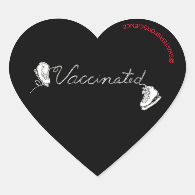 Vaccinated Skater Heart Sticker (Front)