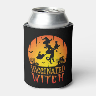Vaccinated witch, Halloween humor, Halloween witch Can Cooler
