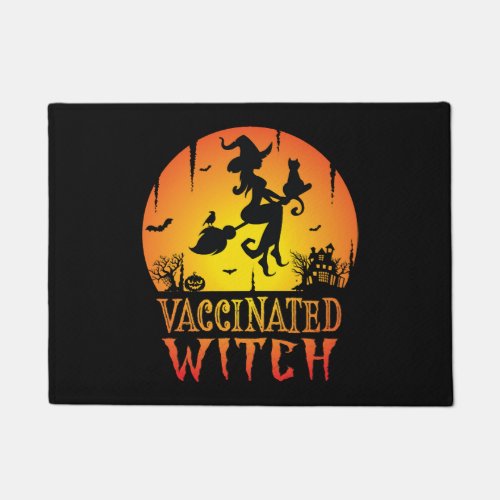 Vaccinated witch Halloween humor Halloween witch Doormat