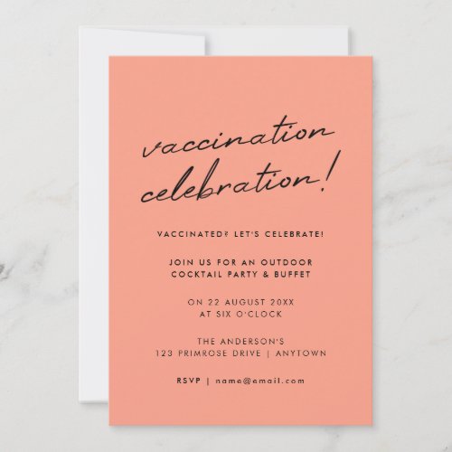 Vaccination Celebration  Coral Pink Party Invitation