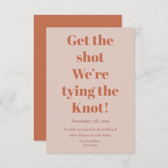 Vaccination Tying the Knot Teracotta Wedding Save The Date (Front/Back)